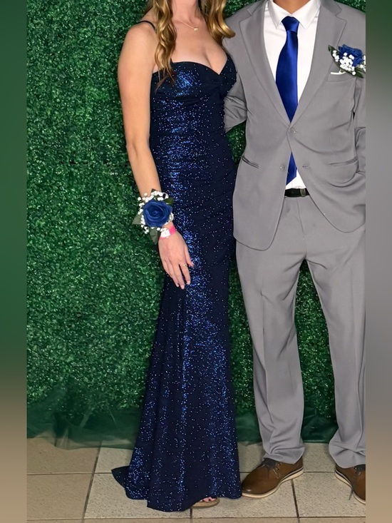 Windsor Dresses & Skirts - Windsor Navy Sparkle Ruched Prom Gown